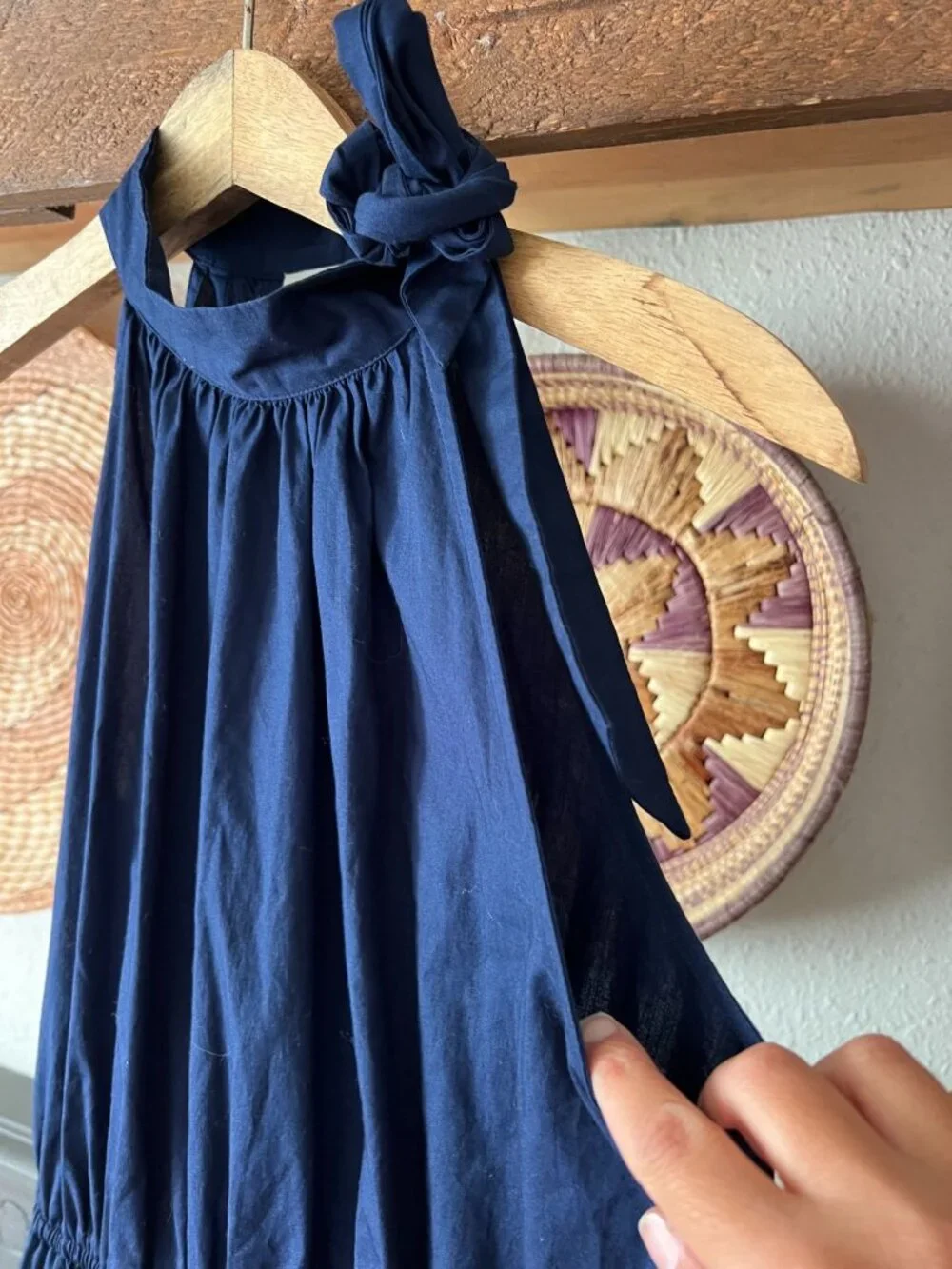 J.Crew Sz 8 Poplin Halter Neck Dress, Navy Blue Cute Summer Dress Classic Minima